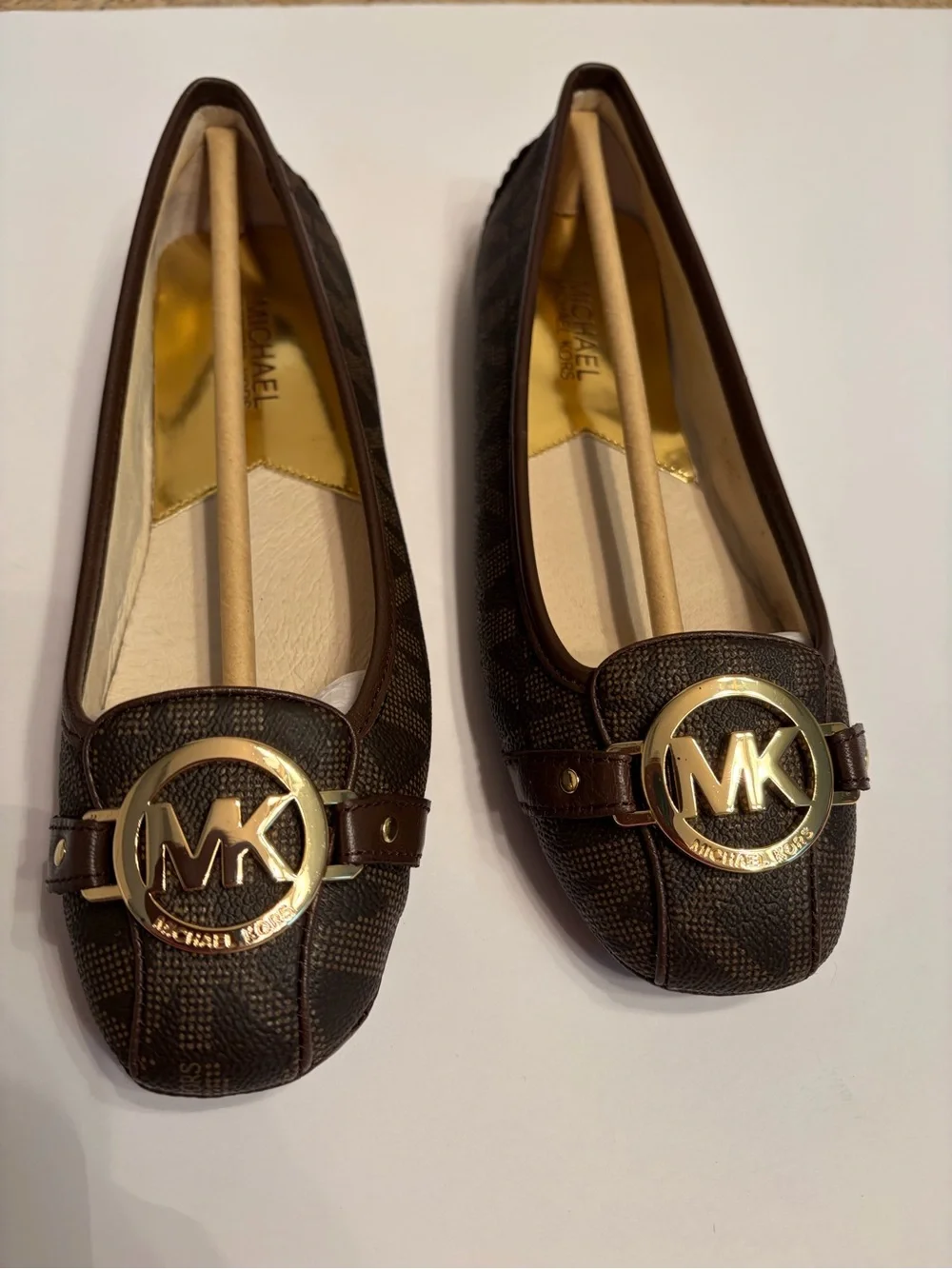 Michael Kors Fulton Brown Logo Moccasin Ballet Flats